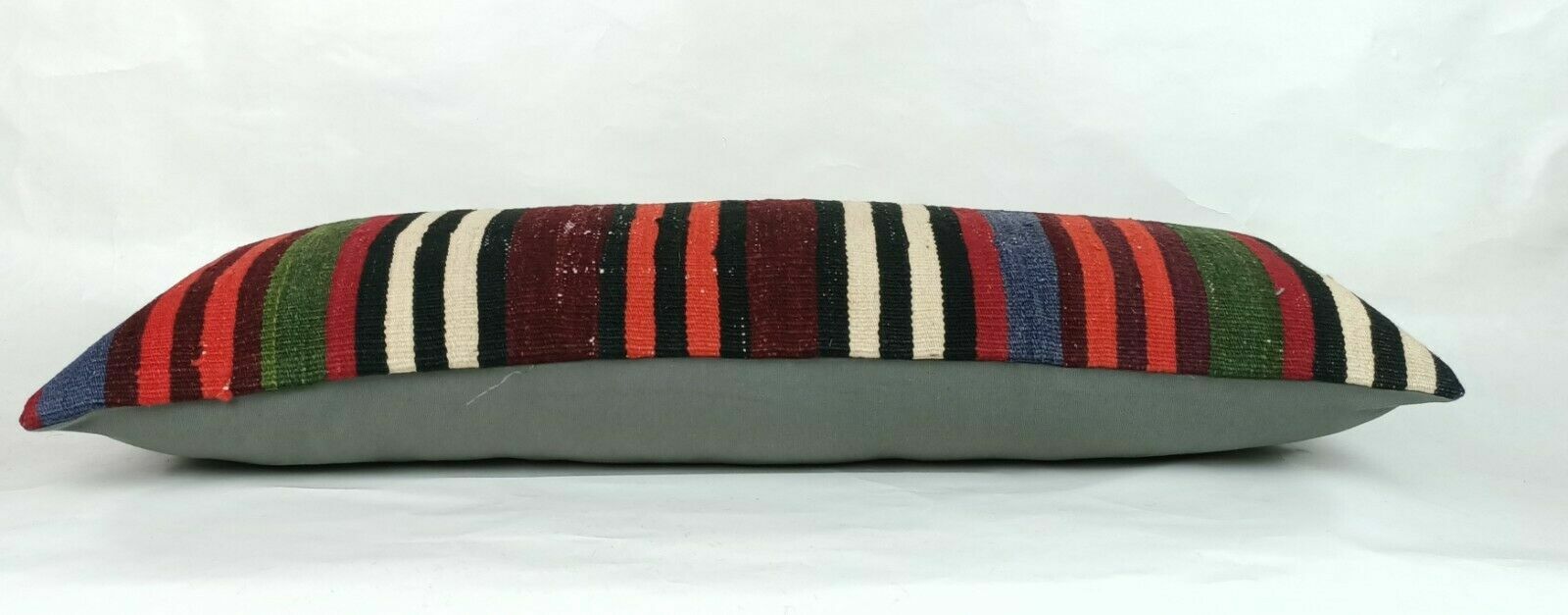 Kilim Pillow Cover 12x36 Handknotted Turkish Tribal Ethnic Lumbar Cushion E684