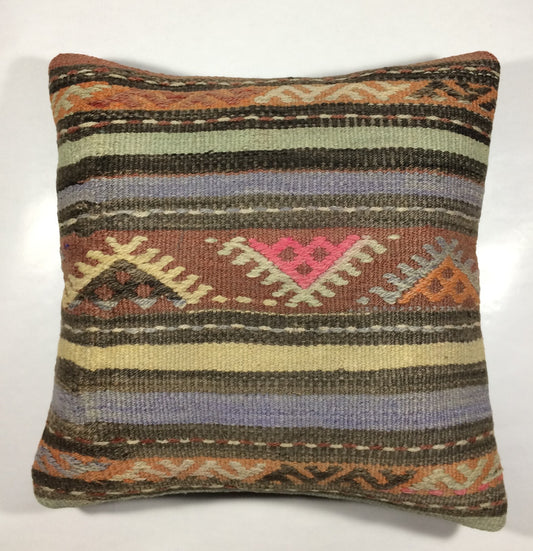 18"x18" Kilim Pillow Cover  Handmade Turkish Vintage Cushion Tribal Lumbar 662