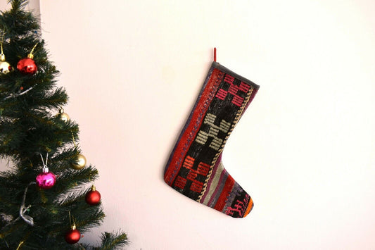 Kilim Christmas Stocking Vintage Rug Stocking Ethnic Decorative Xmas Socks S368