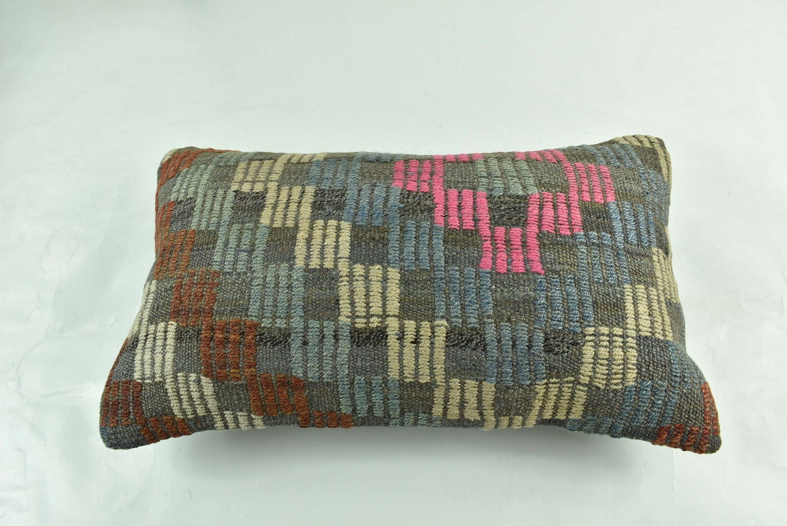 Kilim Pillow Cover 12x20 Turkish Handmade Sofa Couch Floor Lumbar Cushion A1834