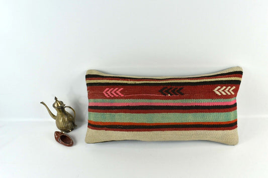 Home Decorative Handmade 12x24 Tribal Vintage Turkish Kilim Pillow Cover 3380