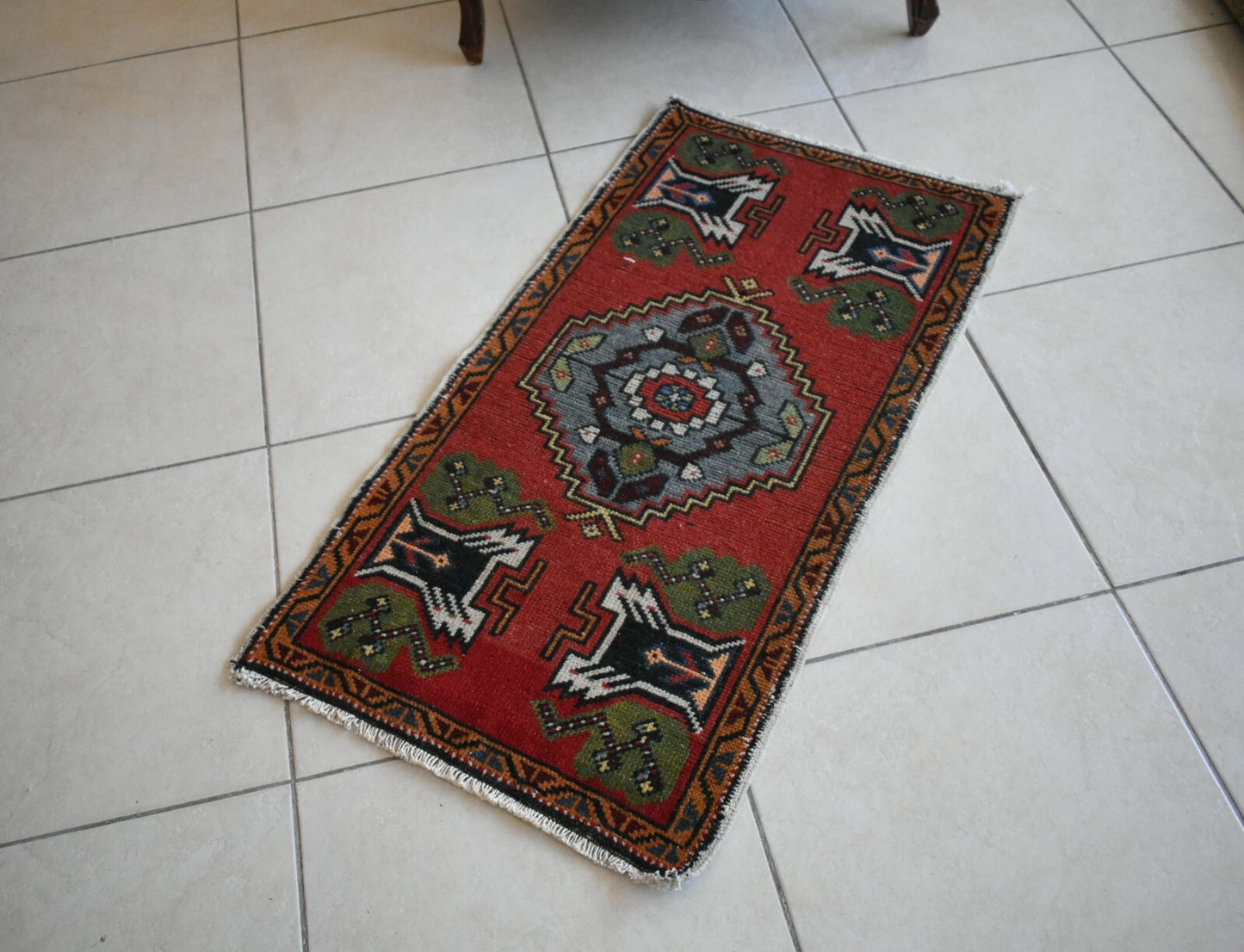Anatolian Runner 3.3x1.7 ft Vintage Turkish Runner Oushak Runner Rug Y20