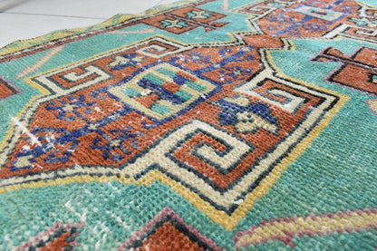 Oushak Runner 3.8x1.9 ft Vintage Turkish Rug Small Runner Anatolian Rug Y58