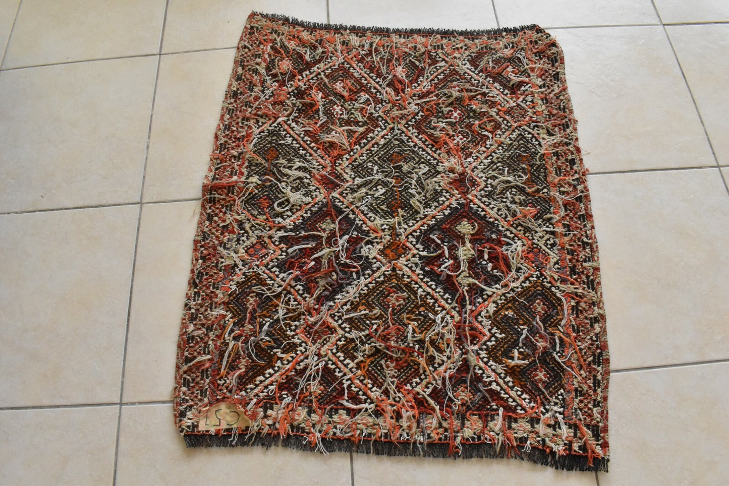 Small Kilim 2.6 x 3.3 ft Handknotted Entryway Hallway Door Mat Runner C51