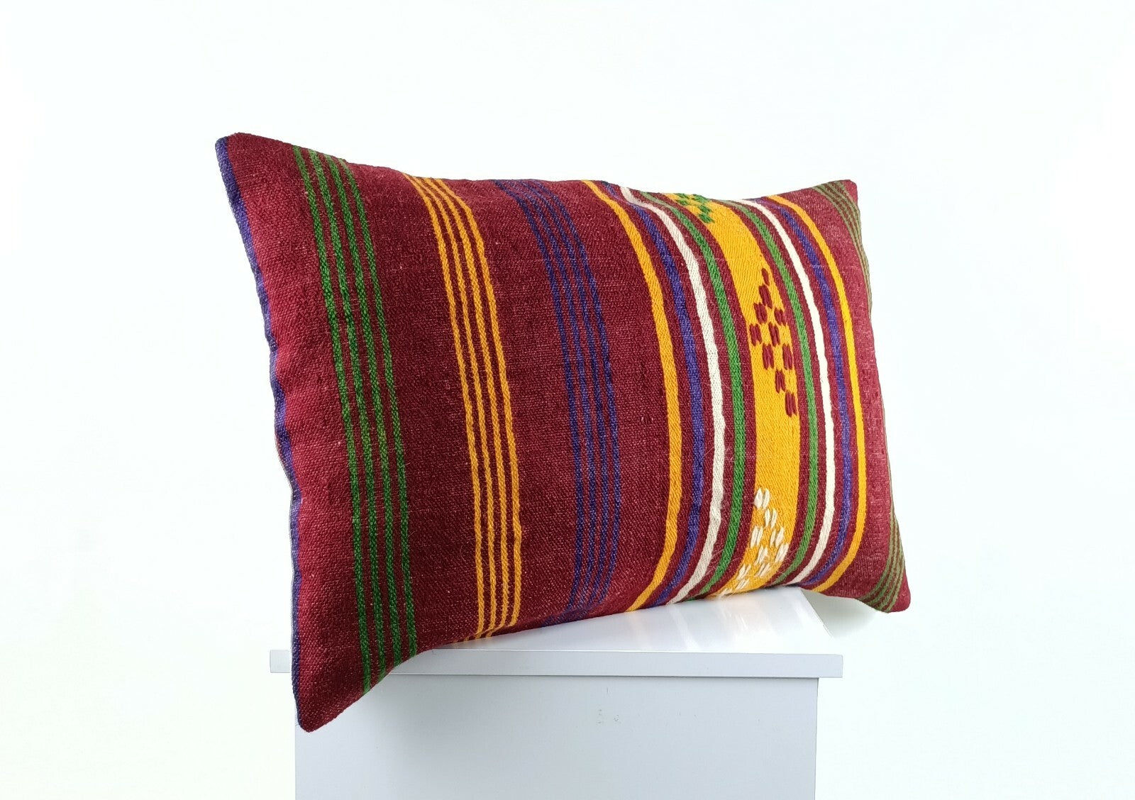 Kilim Pillow Cover 16x24 in Traditional Handmade Anatolian Lumbar Cushion A1459