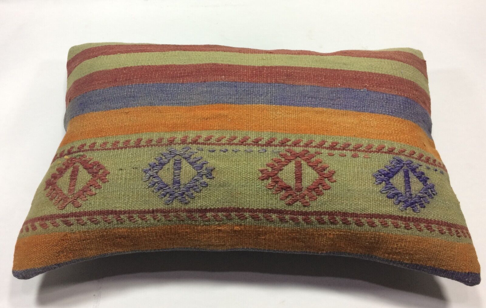 Kilim Pillow Cover 16x24 Tribal Vintage Turkish Carpet Lumbar Pillow Cover 1379