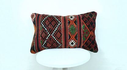 Kilim Pillow Cover 12x20 Turkish Handmade Sofa Couch Floor Lumbar Cushion E522