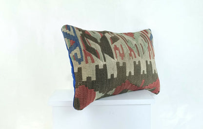 Kilim Lumbar Pillow Cover 12x20 Bohemian Vintage Wool Sofa Couch Cushion A974