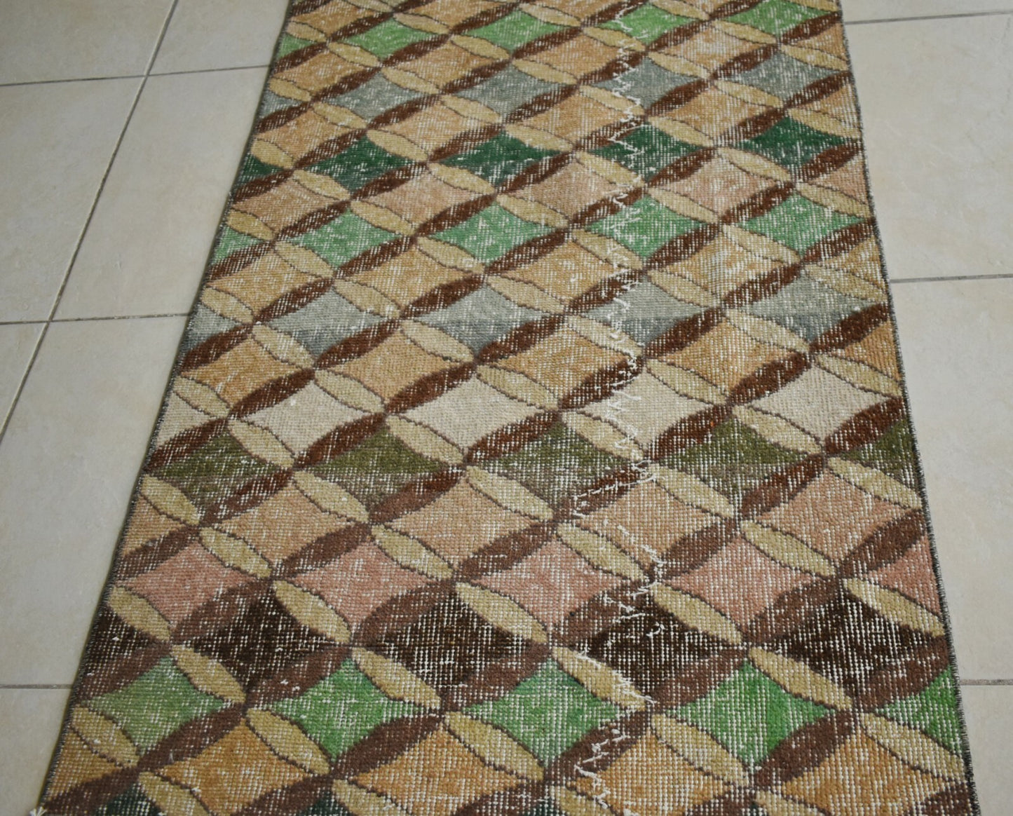 Vintage Runner 8.7x2.4 ft Oushak Runner Anatolian Rug Faded Turkish Runner R28