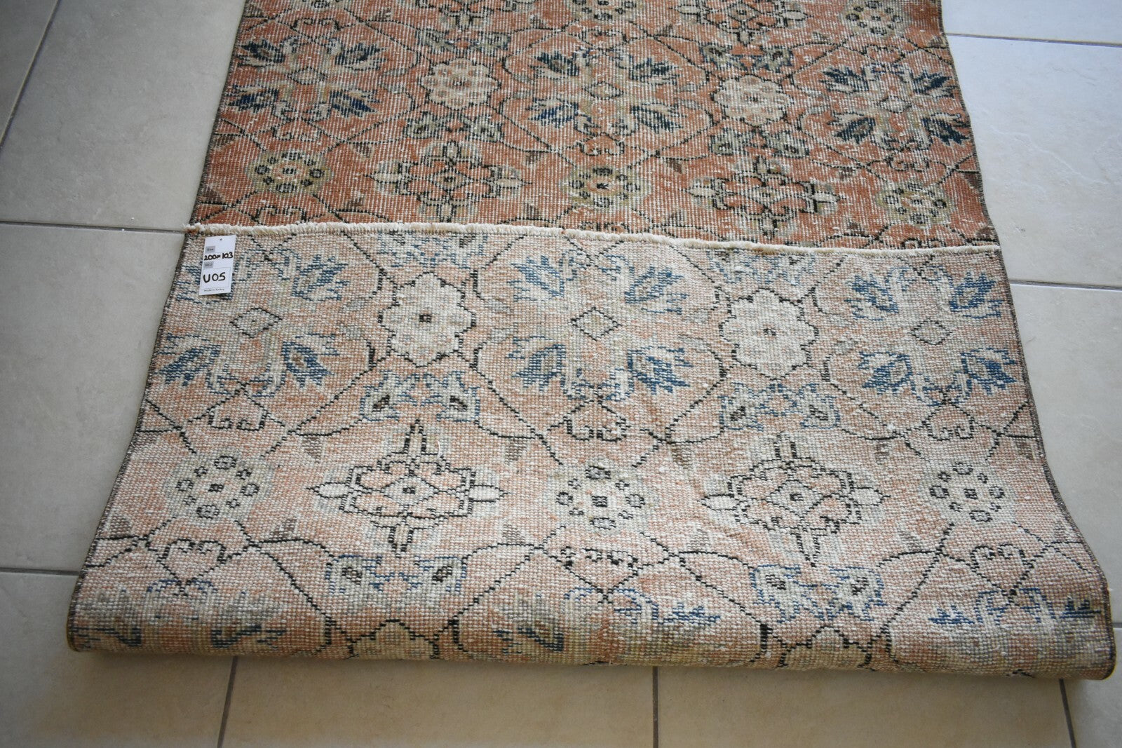 Vintage Oushak Rug 6.5x3.3 ft Turkish Floor Rug Faded Area Rug Oriental Rug U05