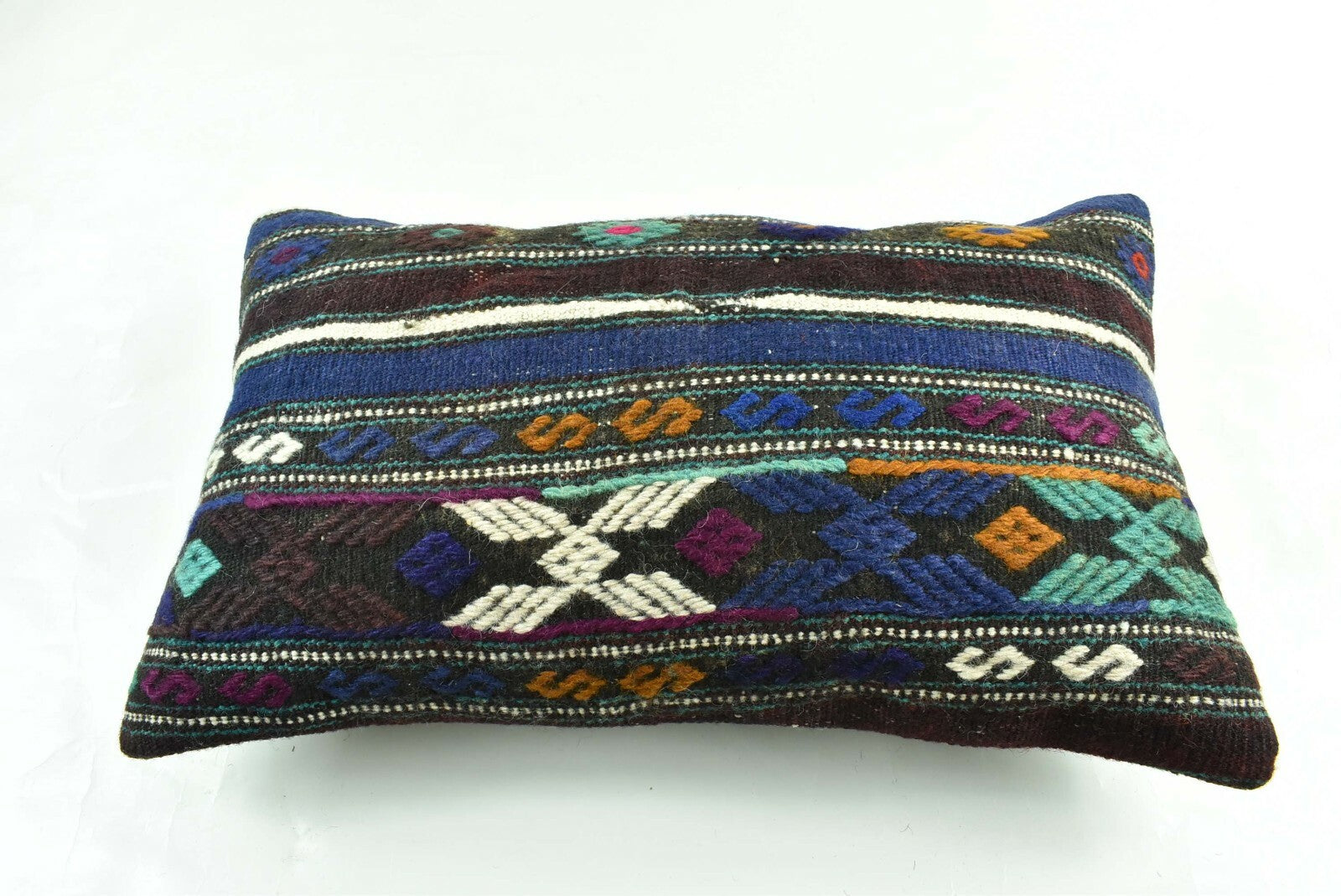 Kilim Pillow Cover 12x20 Turkish Handmade Vintage Couch Lumbar Cushion  A1802