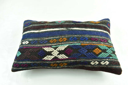 Kilim Pillow Cover 12x20 Turkish Handmade Vintage Couch Lumbar Cushion  A1802
