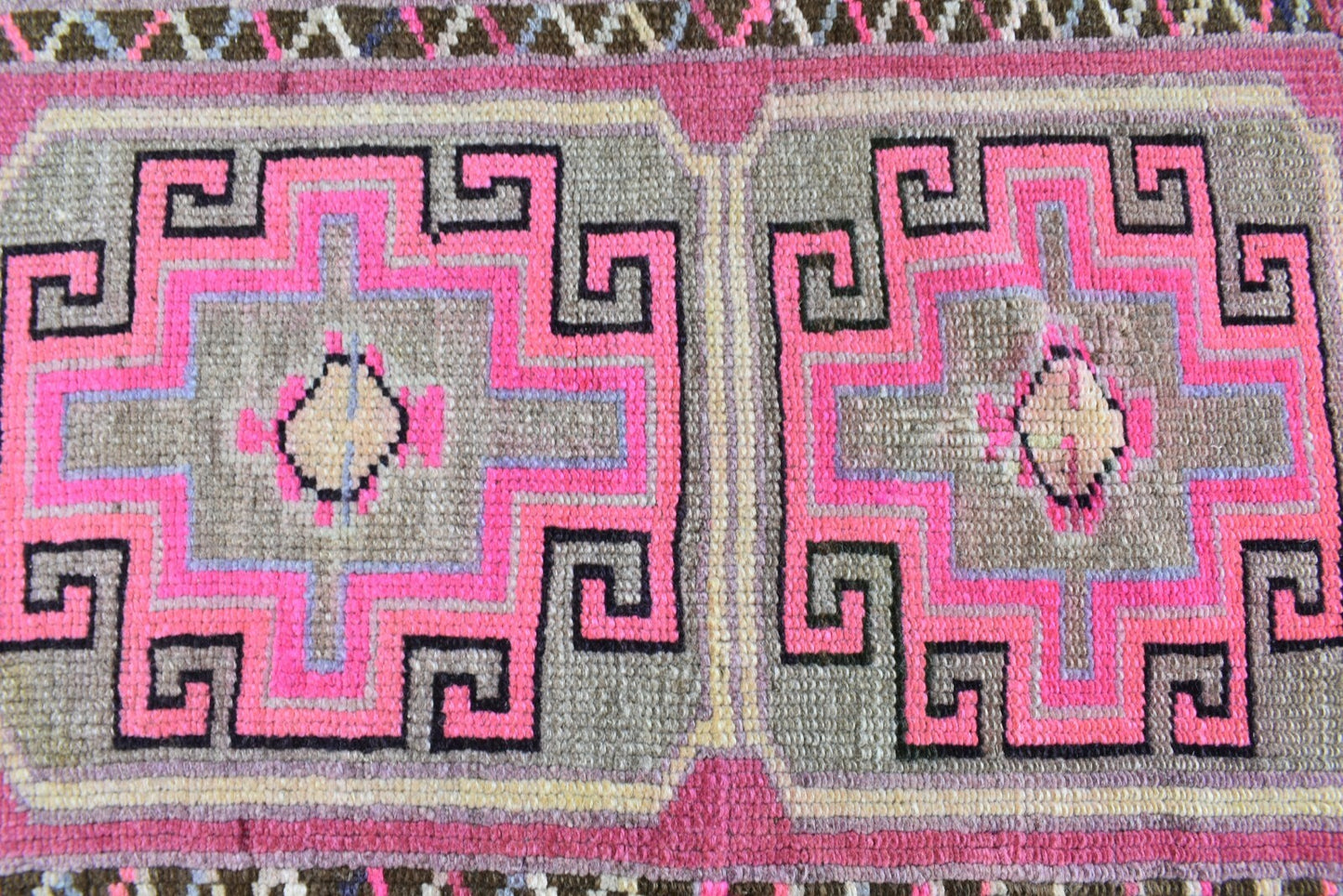 Oushak Runner 2.4x1.5 ft Vintage Turkish Rug Small Runner Anatolian Rug Y52