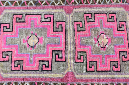 Oushak Runner 2.4x1.5 ft Vintage Turkish Rug Small Runner Anatolian Rug Y52