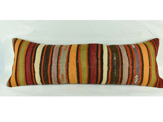 Extra Large Kilim Pillow Cover 16x48 Handmade Ethnic Boho Oriental Lumbar 3230