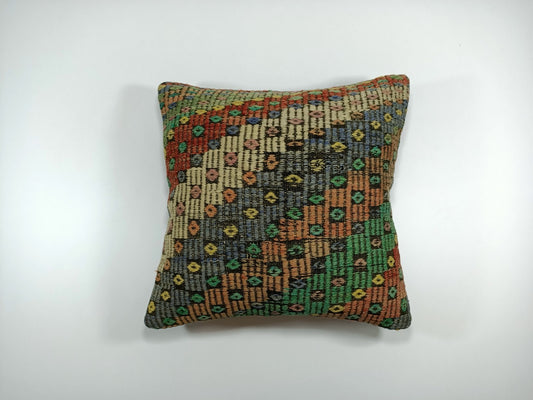 16x16 Ethnic Vintage Turkish Rug Pillow Cover Home Decorative Boho Cushion E02