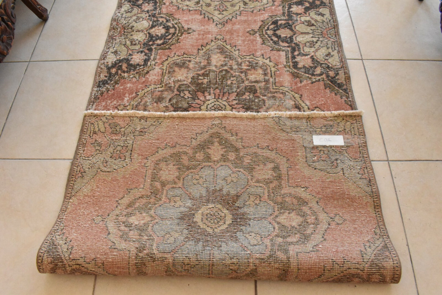 Oushak Kilim 3x10.6 ft Vintage Handwoven Runner Rug Traditional Wool Kilim C01