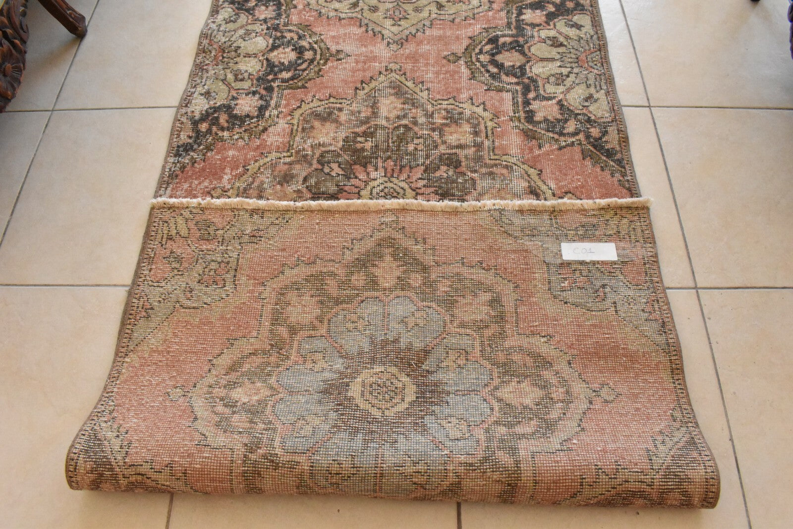 Oushak Kilim 3x10.6 ft Vintage Handwoven Runner Rug Traditional Wool Kilim C01