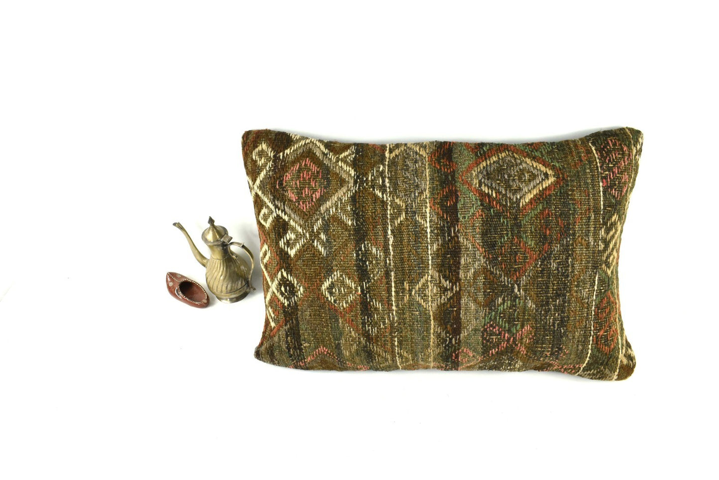 Kilim Pillow Cover 16x24 Tribal Vintage Turkish Carpet Lumbar Pillow Cover 3919
