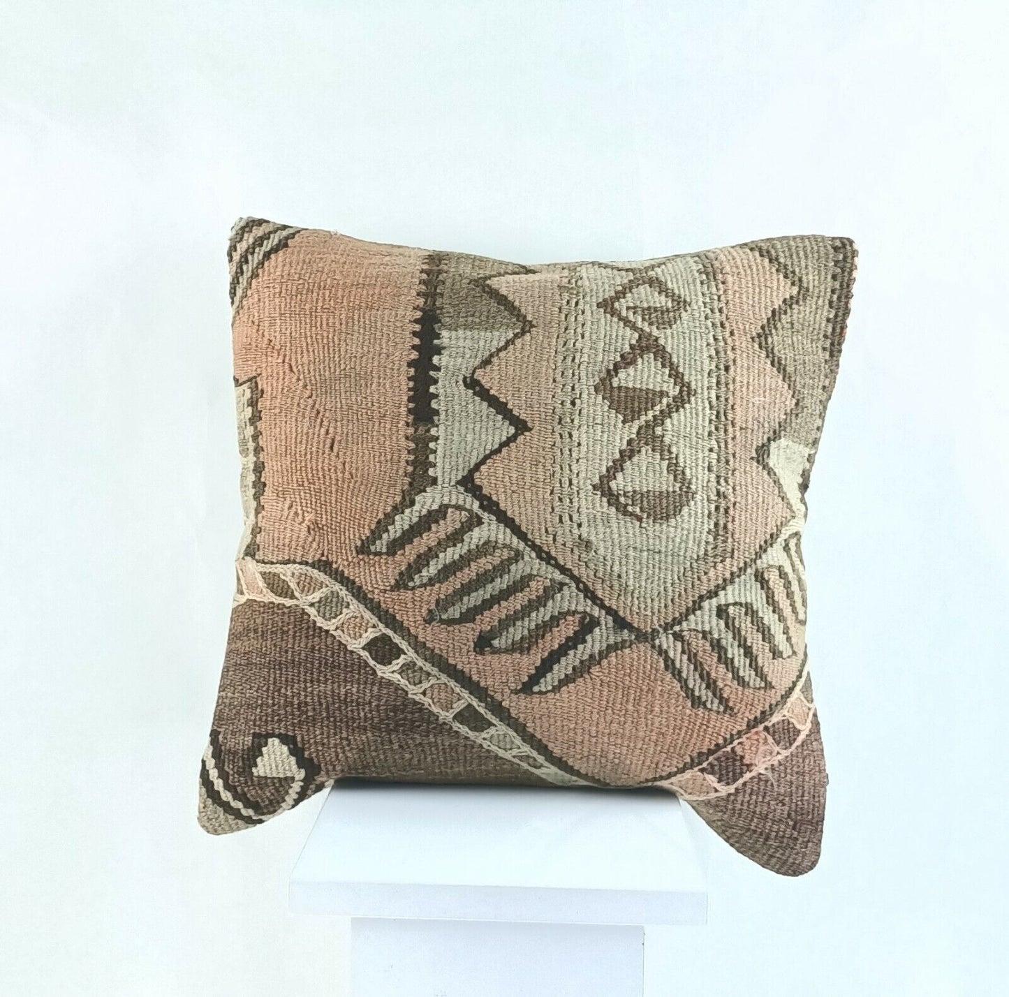 Kilim Cushion Case 16x16 Traditional Handmade Oushak Throw Pillow Cover A853