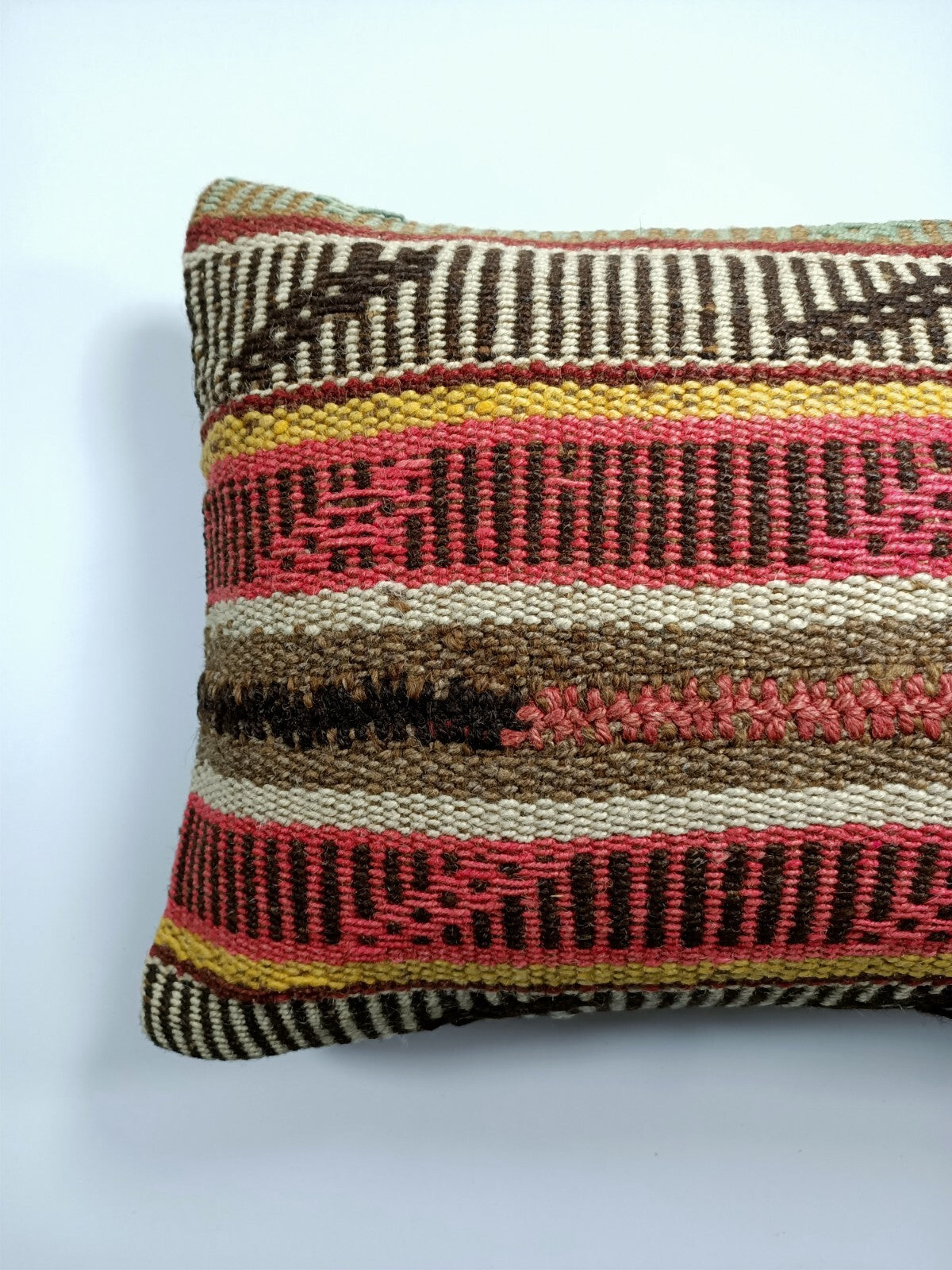 Kilim Pillow Cover 12x20 Turkish Handmade Sofa Couch Floor Lumbar Cushion E20