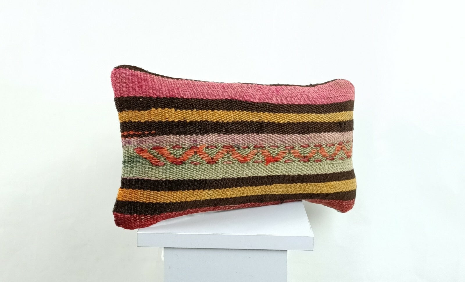 Kilim Pillow Cover 8x16 in Handmade Oriental Rug Tribal Ethnic Lumbar Case A1356