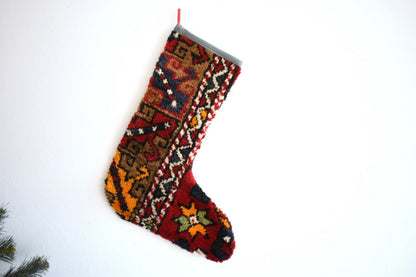 Rug Christmas Stocking Vintage Stocking Holiday Stocking Gift Stocking S276