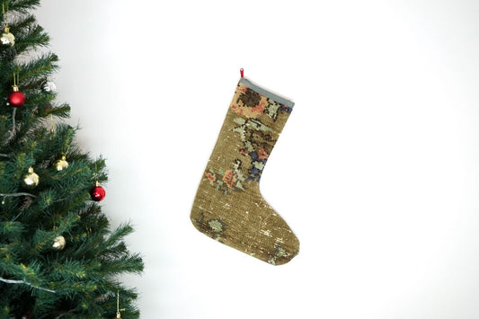 Kilim Christmas Stocking Vintage Rug Stocking Ethnic Decorative Xmas Socks S489