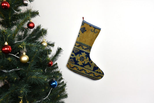 Kilim Christmas Stocking Vintage Rug Stocking Ethnic Decorative Xmas Socks S901