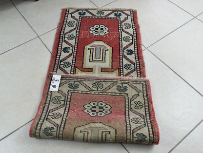 3.6x1.5 ft Anatolian Runner Small Vintage Rug Oushak Runner Mini Turkish Rug Y84