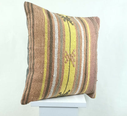 Kilim Pillow Cover 16x16 Oriental Traditional Handmade Bohemian Cushion A1172