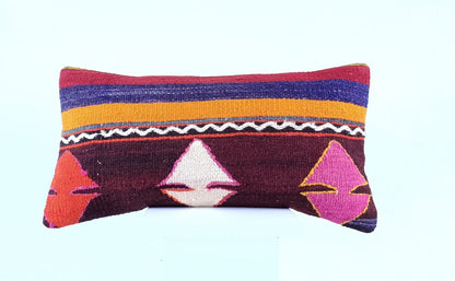 10x20 Kilim Lumbar Pillow Cover Vintage Ethnic Oushak Kilim Pillow Cover 1893