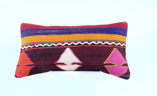 10x20 Kilim Lumbar Pillow Cover Vintage Ethnic Oushak Kilim Pillow Cover 1893