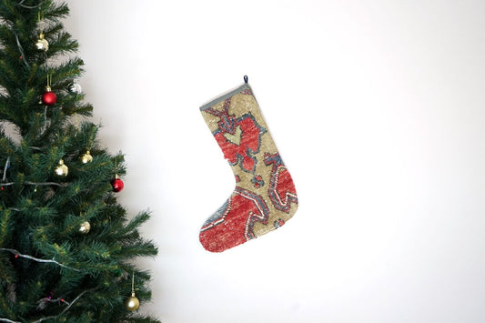 Kilim Christmas Stocking Vintage Rug Stocking Ethnic Decorative Xmas Socks S395