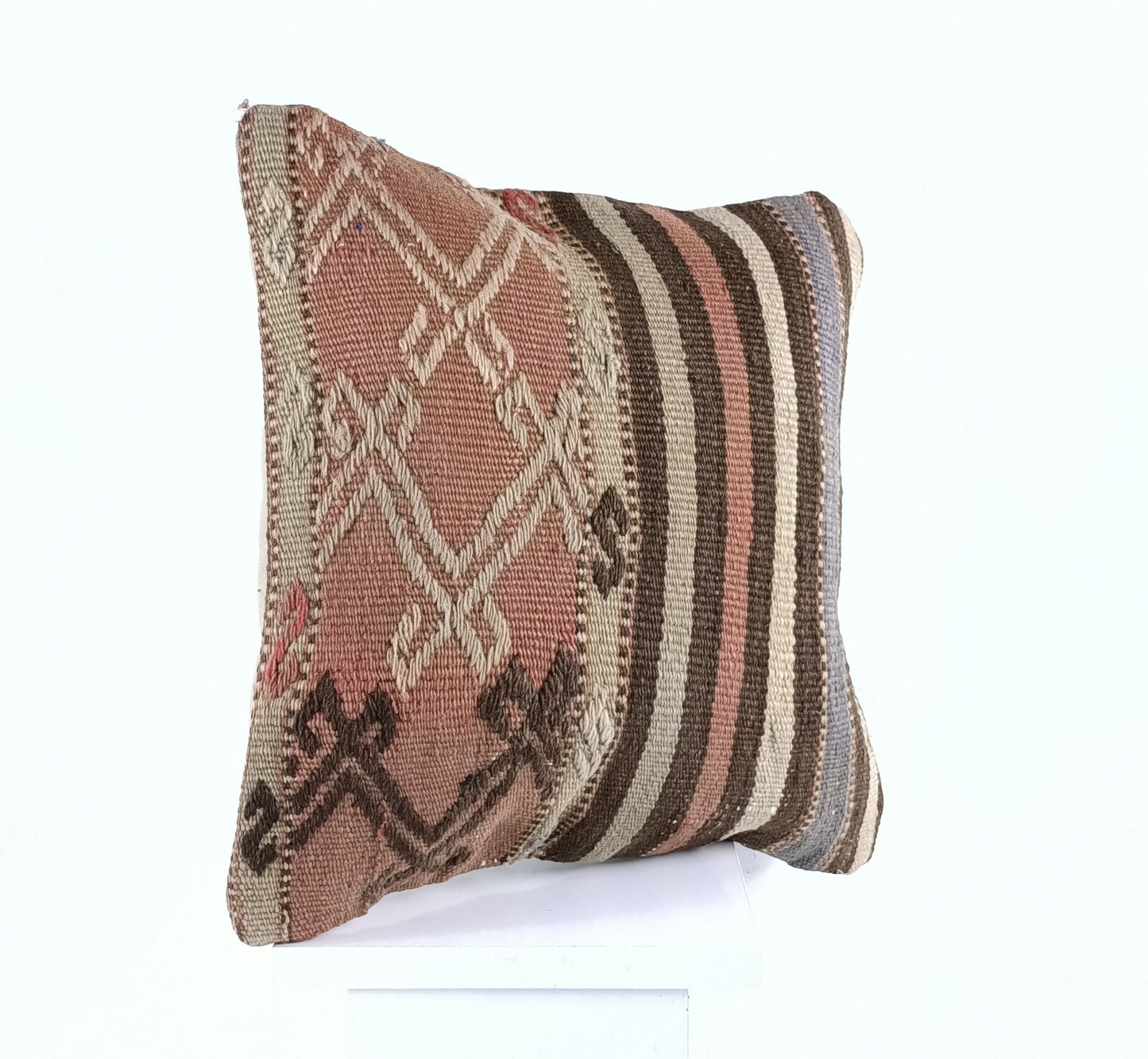 Turkish Handmade Kilim Pillow Cover 16x16 Home Decorative Wool Throw Lumbar A638