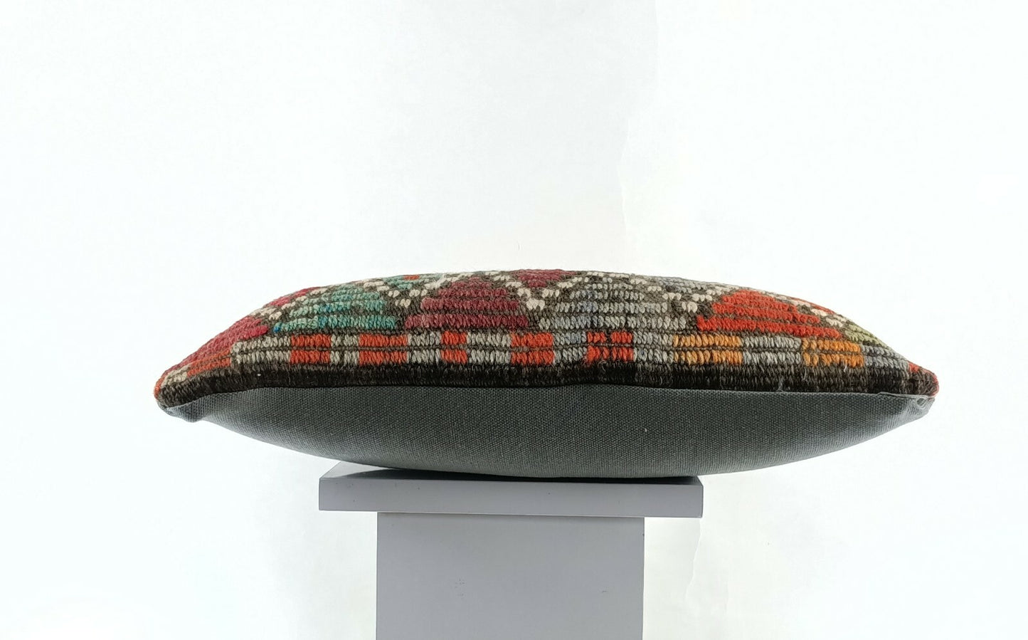 Anatolian Traditional Kilim Lumbar Pillow 8x16 Handmade Tribal Throw Pillow E755