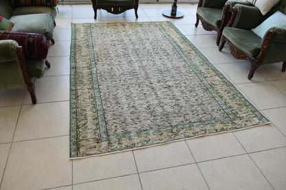 Large Turkish Rug 8.1x5.2 ft Vintage Rug Faded Oushak Rug Living Room Carpet B18