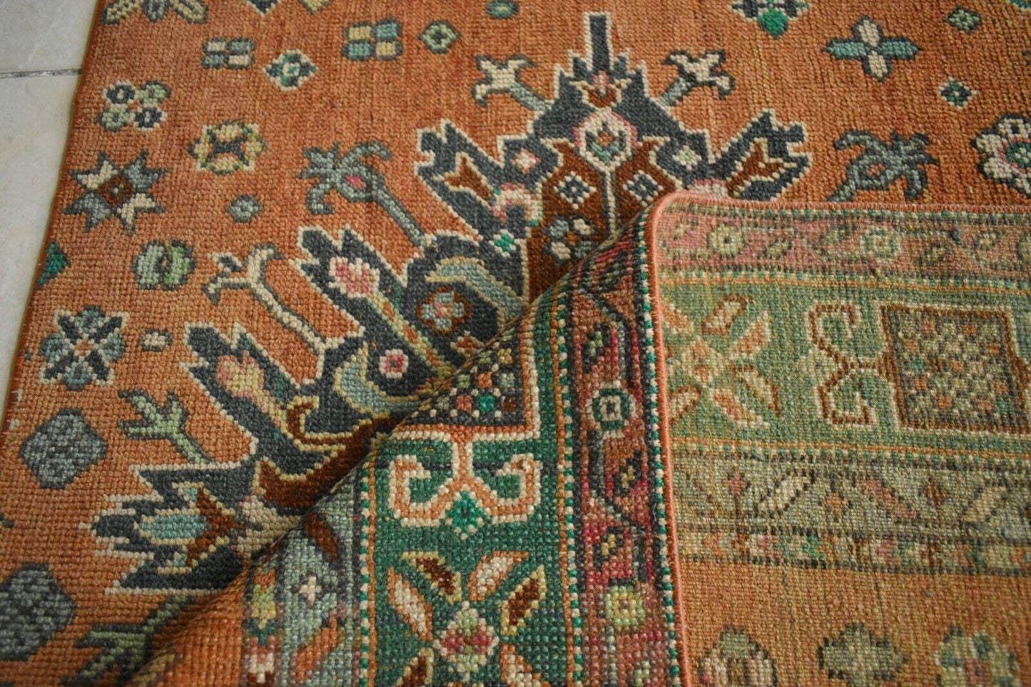 Oushak Runner 4.7x2.6 ft Handwoven Turkish Runner Vintage Runner Floor Rug R25