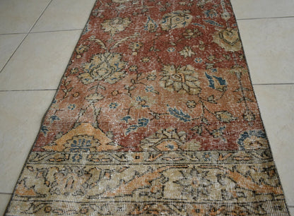 Vintage Runner 7.9x2.2 ft Oushak Runner Anatolian Rug Faded Turkish Runner R30