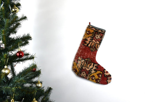 Kilim Christmas Stocking Vintage Rug Stocking Ethnic Decorative Xmas Socks S832