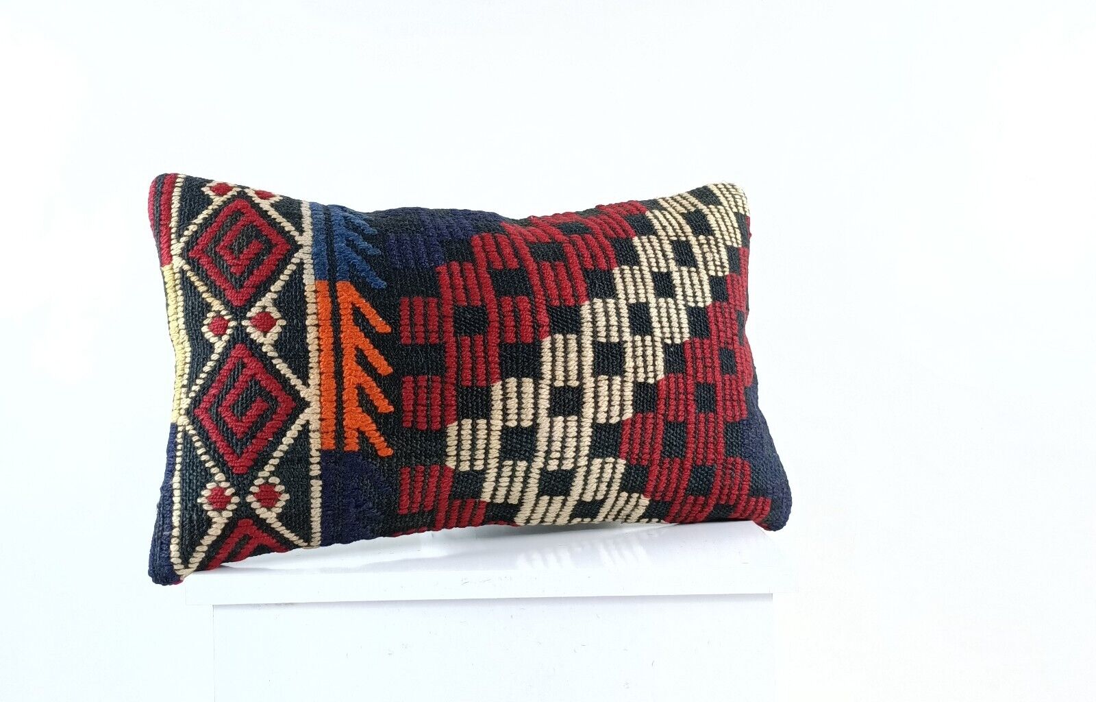 Kilim Pillow Cover 12x20 Turkish Handmade Sofa Couch Floor Lumbar Cushion E1060