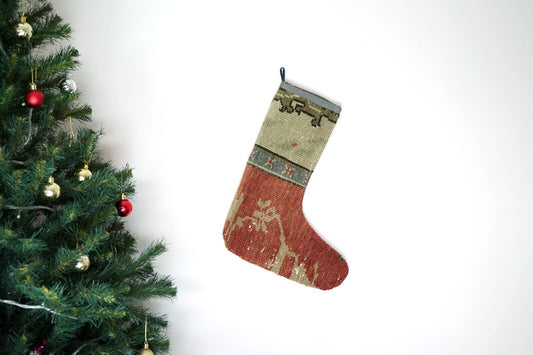 Kilim Christmas Stocking Vintage Rug Stocking Ethnic Decorative Xmas Socks S429