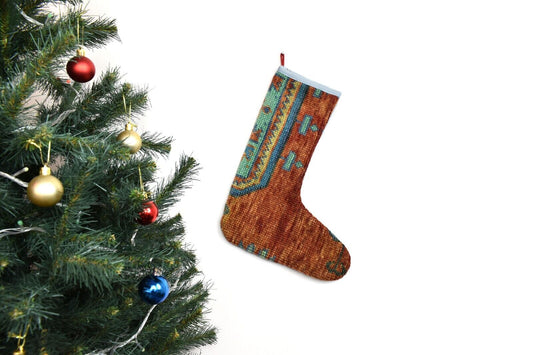 Kilim Christmas Stocking Vintage Rug Stocking Ethnic Decorative Xmas Socks S899