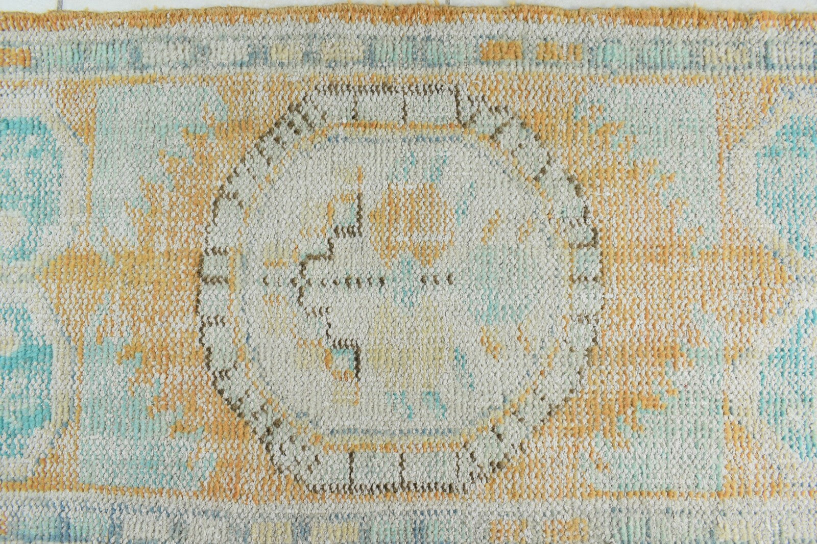 Turkish Runner 3.5x1.9 ft Vintage Small Rug Oushak Runner Anatolian Mini Rug Y75