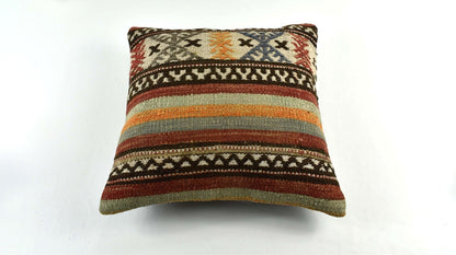 18"x18" Kilim Pillow Cover  Handmade Turkish Vintage Cushion Tribal Lumbar 3425