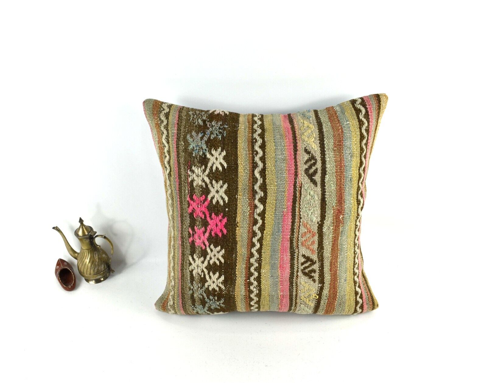 20x20 Kilim Pillow Cover Handmade Vintage Oushak Kilim Cushion Cover 3536