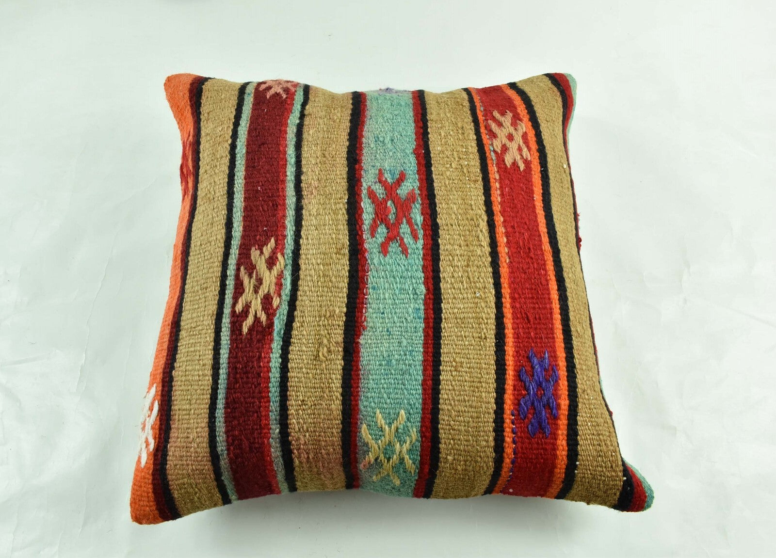 18"x18" Kilim Pillow Cover  Handmade Turkish Vintage Cushion Tribal Lumbar 3009