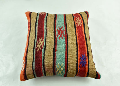 18"x18" Kilim Pillow Cover  Handmade Turkish Vintage Cushion Tribal Lumbar 3009