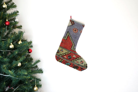 Kilim Christmas Stocking Vintage Rug Stocking Ethnic Decorative Xmas Socks S401