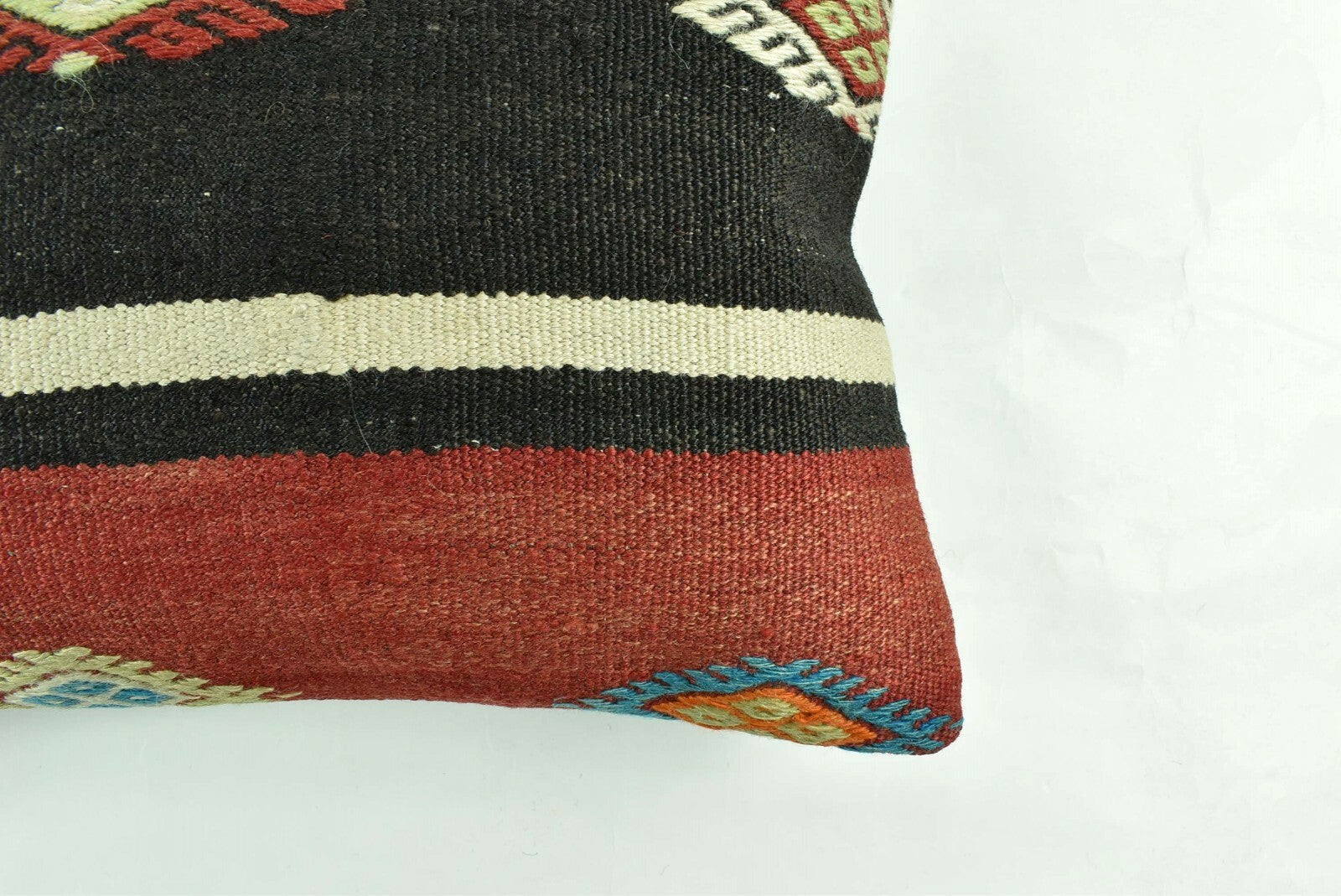 Kilim Pillow Cover 12x20 Turkish Handmade Vintage Couch Lumbar Cushion  A1809